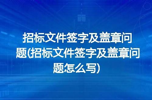 招标文件签字及盖章问题(招标文件签字及盖章问题怎么写)