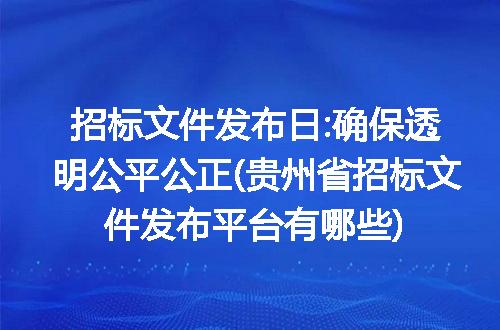 招标文件发布日:确保透明公平公正(贵州省招标文件发布平台有哪些)