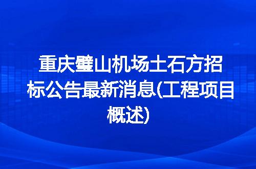 重庆璧山机场土石方招标公告最新消息(工程项目概述)