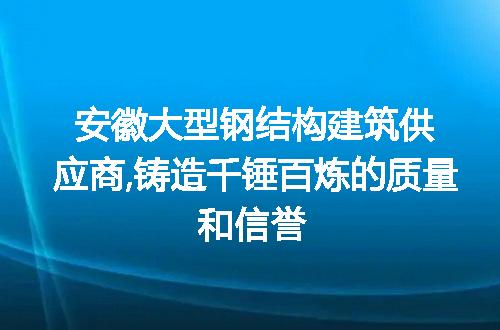 安徽大型钢结构建筑供应商,铸造千锤百炼的质量和信誉