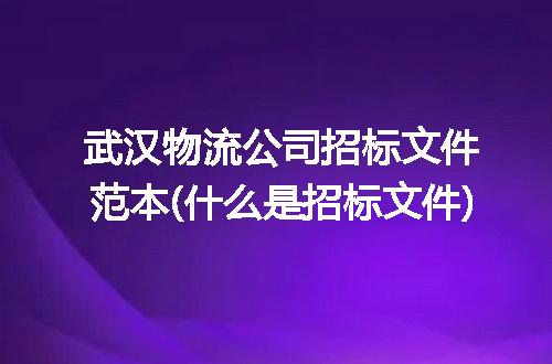 武汉物流公司招标文件范本(什么是招标文件)