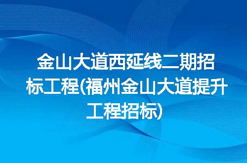 金山大道西延线二期招标工程(福州金山大道提升工程招标)