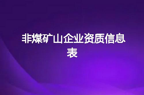 非煤矿山企业资质信息表