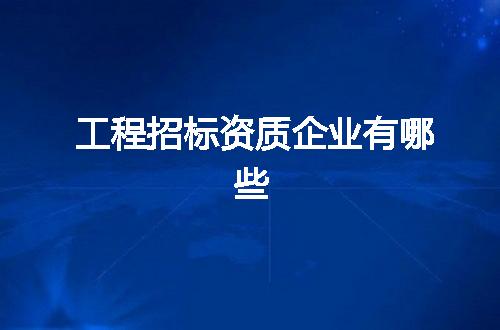 工程招标资质企业有哪些
