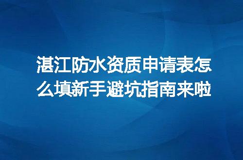 湛江防水资质申请表怎么填新手避坑指南来啦