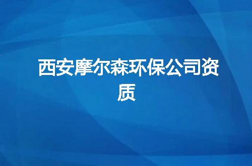 西安摩尔森环保公司资质