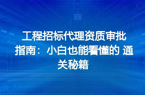 工程招标代理资质审批指南:小白也能看懂的 通关秘籍