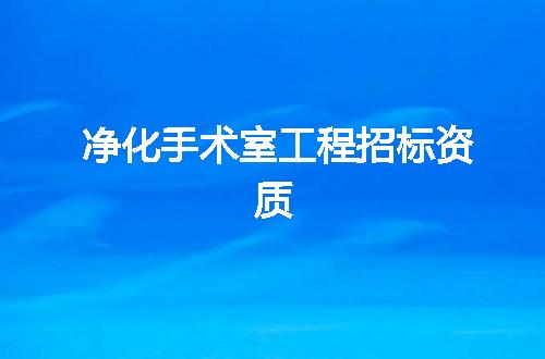 净化手术室工程招标资质