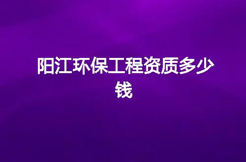 阳江环保工程资质多少钱