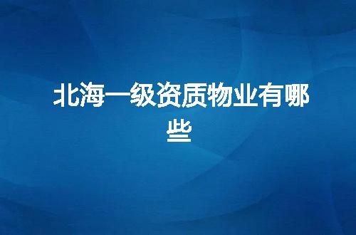 北海一级资质物业有哪些