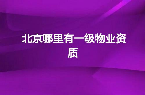 北京哪里有一级物业资质