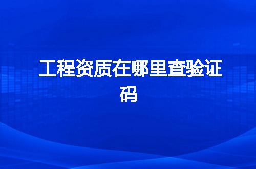 工程资质在哪里查验证码