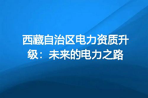 西藏自治区电力资质升级：未来的电力之路