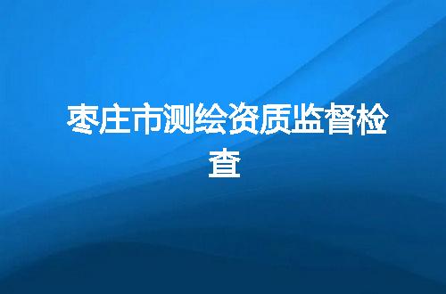 枣庄市测绘资质监督检查