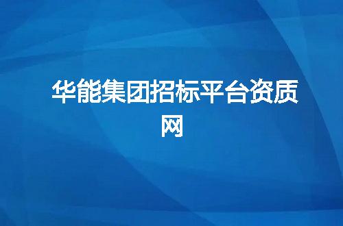 华能集团招标平台资质网