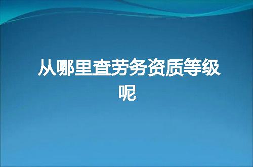 从哪里查劳务资质等级呢
