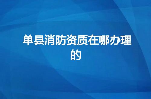 单县消防资质在哪办理的