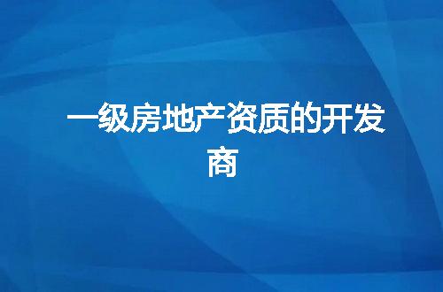 一级房地产资质的开发商