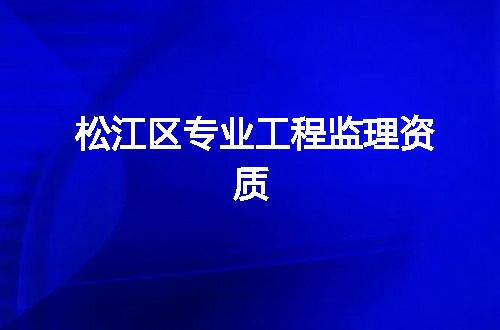 松江区专业工程监理资质