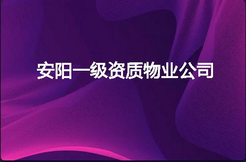安阳一级资质物业公司