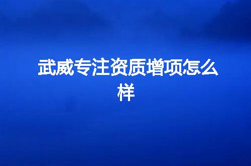 武威专注资质增项怎么样