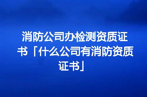 消防公司办检测资质证书「什么公司有消防资质证书」