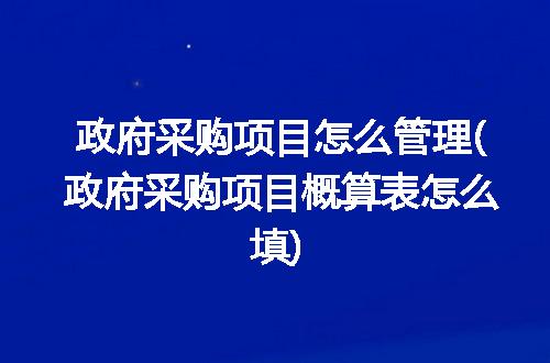 政府采购项目怎么管理(政府采购项目概算表怎么填)