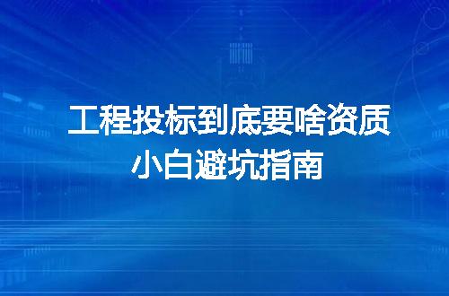 工程投标到底要啥资质小白避坑指南