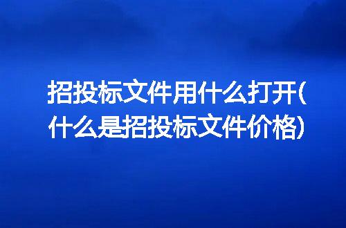 招投标文件用什么打开(什么是招投标文件价格)