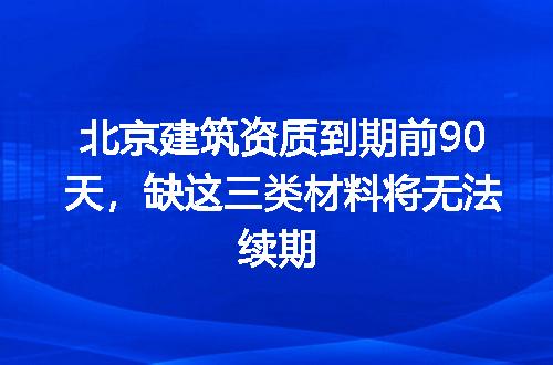 北京建筑资质到期前90天，缺这三类材料将无法续期
