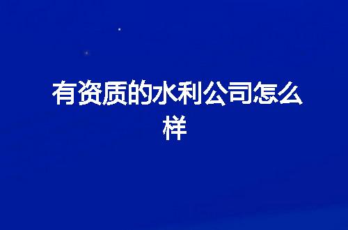 有资质的水利公司怎么样