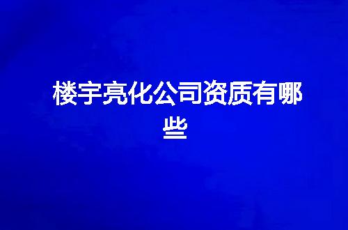 楼宇亮化公司资质有哪些
