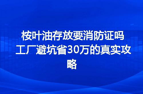 桉叶油存放要消防证吗工厂避坑省30万的真实攻略
