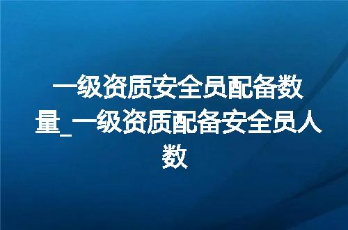 一级资质安全员配备数量_一级资质配备安全员人数
