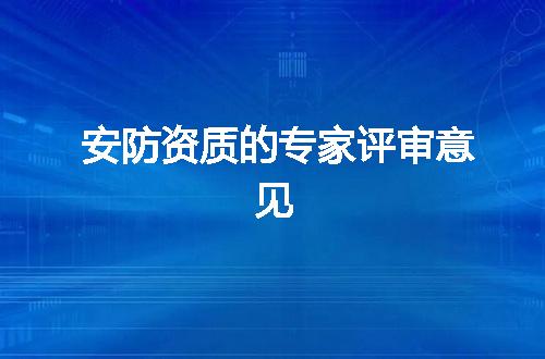 安防资质的专家评审意见