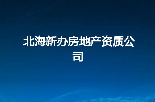 北海新办房地产资质公司