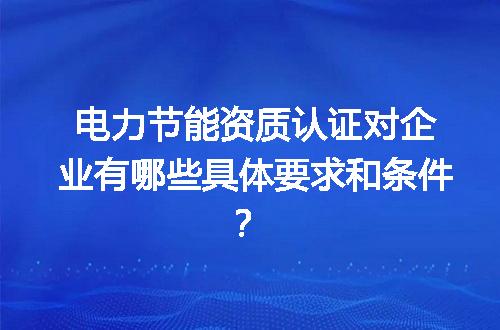 电力节能资质认证对企业有哪些具体要求和条件？