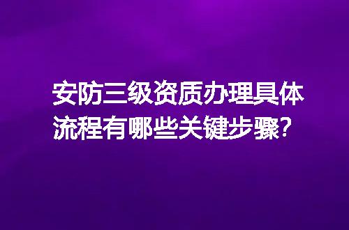 安防三级资质办理具体流程有哪些关键步骤？