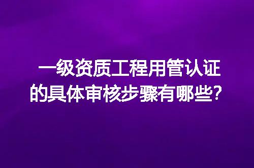 一级资质工程用管认证的具体审核步骤有哪些？
