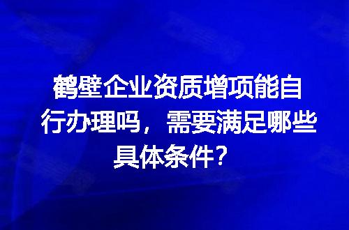 鹤壁企业资质增项能自行办理吗，需要满足哪些具体条件？