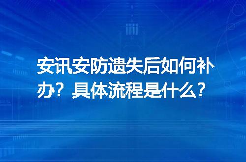 安讯安防遗失后如何补办？具体流程是什么？