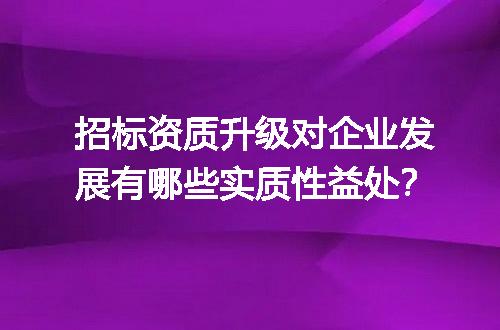 招标资质升级对企业发展有哪些实质性益处？