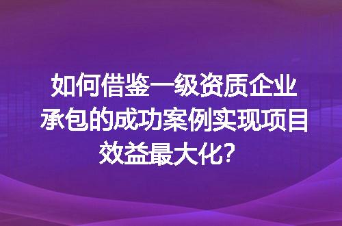 如何借鉴一级资质企业承包的成功案例实现项目效益最大化？