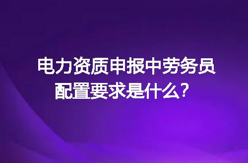 电力资质申报中劳务员配置要求是什么？