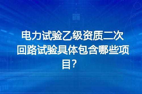 电力试验乙级资质二次回路试验具体包含哪些项目？