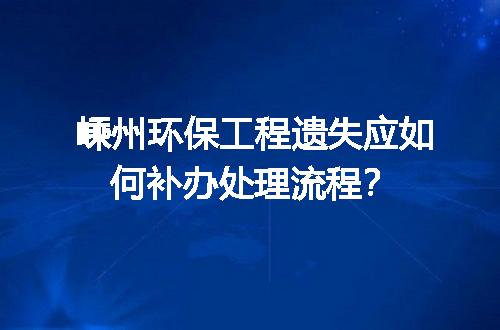 嵊州环保工程遗失应如何补办处理流程？