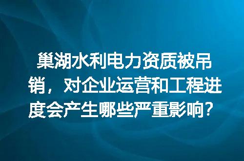 巢湖水利电力资质被吊销，对企业运营和工程进度会产生哪些严重影响？