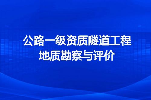 公路一级资质隧道工程地质勘察与评价