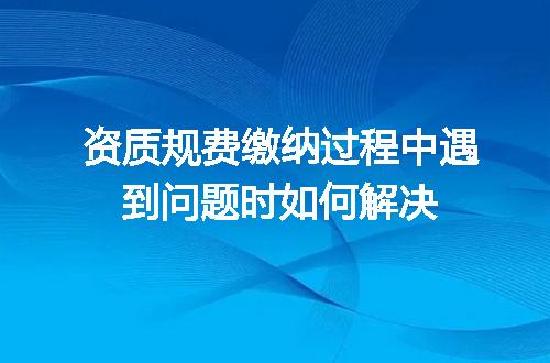 资质规费缴纳过程中遇到问题时如何解决