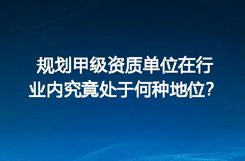 规划甲级资质单位在行业内究竟处于何种地位？